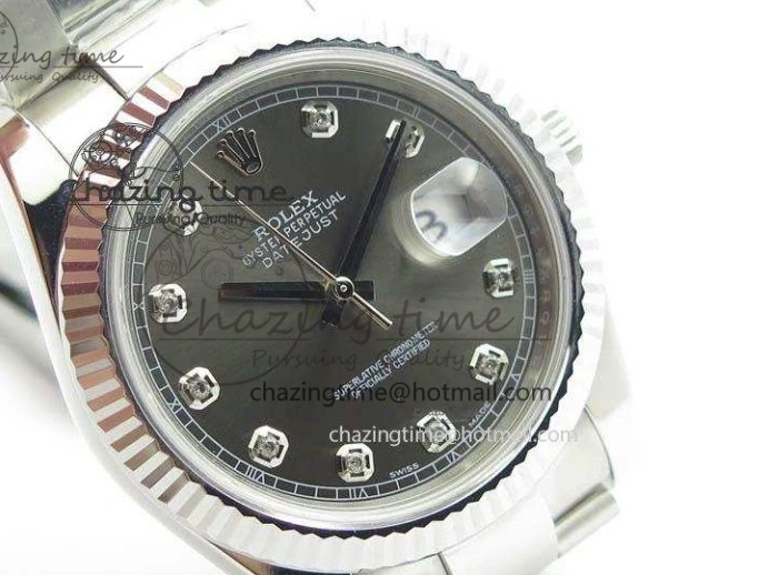 MiroTime 0105 GoodFit DateJust 41mm 126334 Noob 1:1 Best Edition Fluted Bezel Gray Diam Dial On SS Oyster Bracelet A 3585